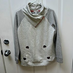 Maurices Pullover Athletic Sweatshirt- Cream with Navy Blue Stripes- Medium